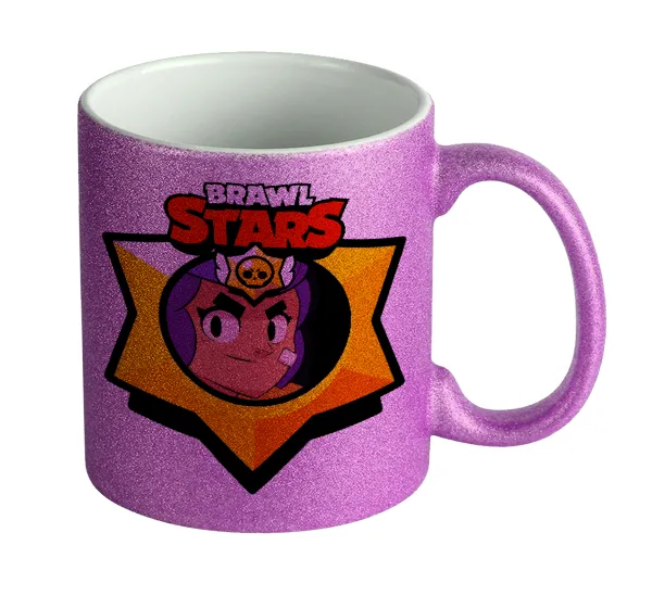Brawl Stars Shelly — Κούπα Μωβ Glitter που γυαλίζει, κεραμική, 330ml