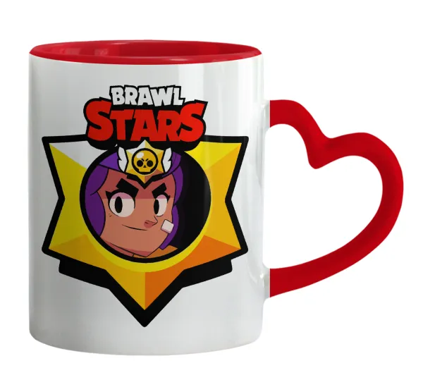 Brawl Stars Shelly — Mug heart red handle, ceramic, 330ml