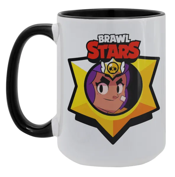 Brawl Stars Shelly — Mega mug 15oz, black ceramic, 450ml