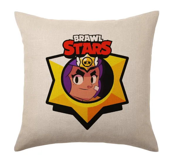 Brawl Stars Shelly — Linen sofa cushion, 40x40cm, filling included