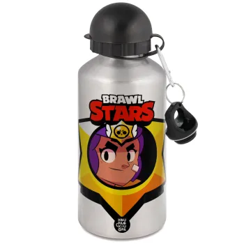 Brawl Stars Shelly, Μεταλλικό παγούρι νερού, Ασημένιο, αλουμινίου 500ml