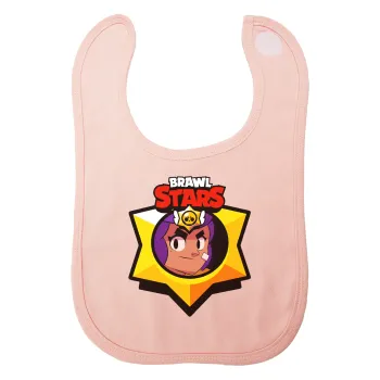 Brawl Stars Shelly, Σαλιάρα με Σκρατς ΡΟΖ 100% Organic Cotton (0-18 months)