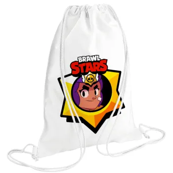 Brawl Stars Shelly, Backpack pouch GYMBAG white (28x40cm)