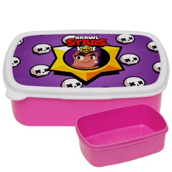 Brawl Stars Shelly, ΡΟΖ παιδικό δοχείο φαγητού (lunchbox) πλαστικό (BPA-FREE) Lunch Βox M18 x Π13 x Υ6cm