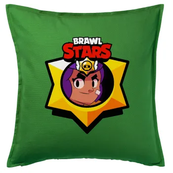 Brawl Stars Shelly, Μαξιλάρι καναπέ Πράσινο 100% βαμβάκι, περιέχεται το γέμισμα (50x50cm)