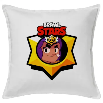 Brawl Stars Shelly, Μαξιλάρι καναπέ ΛΕΥΚΟ 100% βαμβάκι, περιέχεται το γέμισμα (50x50cm)