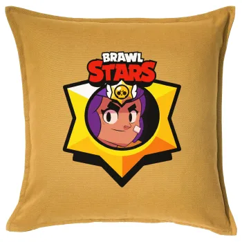 Brawl Stars Shelly, Μαξιλάρι καναπέ Κίτρινο 100% βαμβάκι, περιέχεται το γέμισμα (50x50cm)