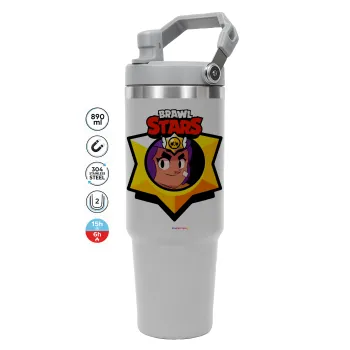 Brawl Stars Shelly, ΓΚΡΙ χρώματος Θερμός Ανοξείδωτο 890ml (30oz) με χερούλι