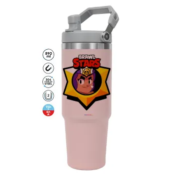Brawl Stars Shelly, ΡΟΖ χρώματος Θερμός Ανοξείδωτο 890ml (30oz) με χερούλι