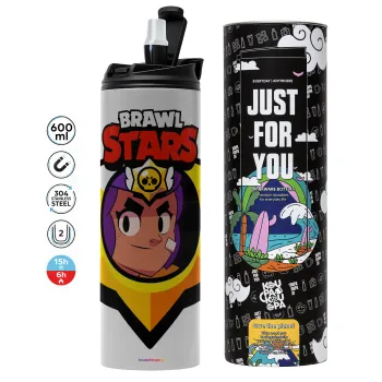 Brawl Stars Shelly, Tumbler stainless steel GREY 600ml