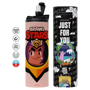 Brawl Stars Shelly, Tumbler stainless steel PINK 600ml