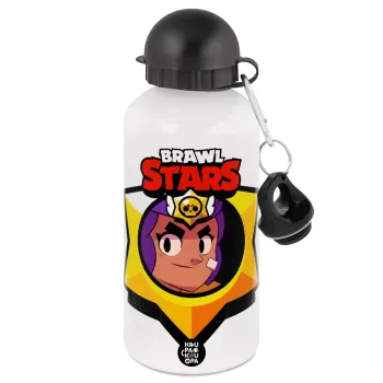 Brawl Stars Shelly, Μεταλλικό παγούρι νερού, Λευκό, αλουμινίου 500ml