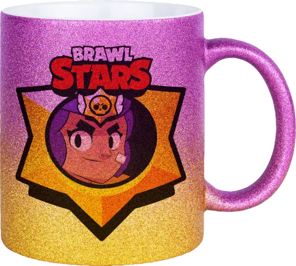 Brawl Stars Shelly — Κούπα Χρυσή/Ροζ Glitter, κεραμική, 330ml