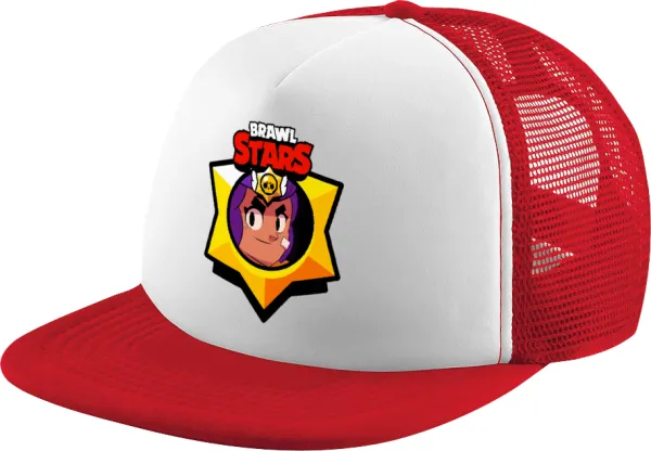 Brawl Stars Shelly — Καπέλο παιδικό Soft Trucker με Δίχτυ ΚΟΚΚΙΝΟ/ΛΕΥΚΟ (POLYESTER, ΠΑΙΔΙΚΟ, ONE SIZE)