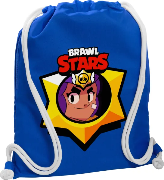 Brawl Stars Shelly — Backpack pouch GYMBAG Blue, with pocket (40x48cm) & thick cords