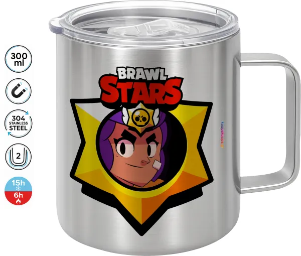 Brawl Stars Shelly — Double-walled stainless steel mug 300ml with temperature-retaining lid
