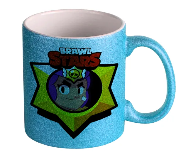 Brawl Stars Shelly — Light blue glitter mug that sparkles, ceramic, 330ml