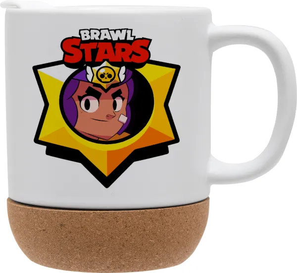 Brawl Stars Shelly — Κούπα, κεραμική με βάση φελού και καπάκι (ΜΑΤ), 330ml