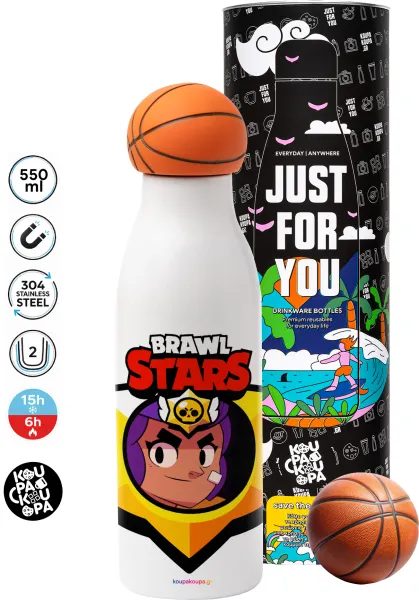 Brawl Stars Shelly — Bascetball Metal mug thermos, double wall, 550ml