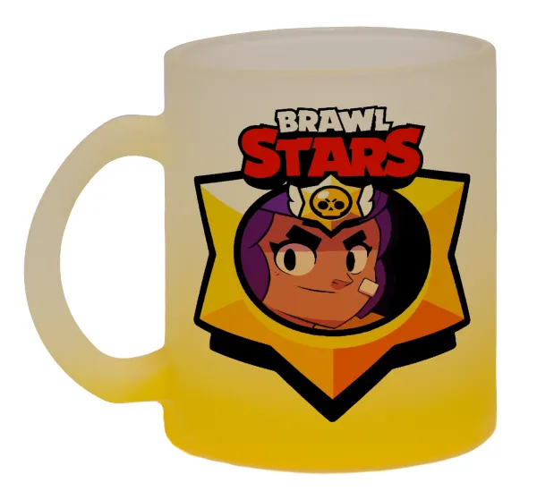 Brawl Stars Shelly — Κούπα γυάλινη δίχρωμη με βάση το κίτρινο ματ, 330ml