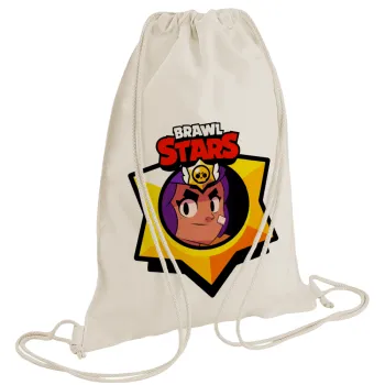 Brawl Stars Shelly, Τσάντα πλάτης πουγκί GYMBAG natural (28x40cm)