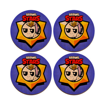 Brawl Stars Kit, ΣΕΤ x4 Σουβέρ ξύλινα στρογγυλά plywood (9cm)