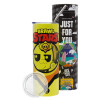 Neon Yellow Travel Tumbler, with metal straw (Stainless steel 304 Food grade, BPA free, 600ml)