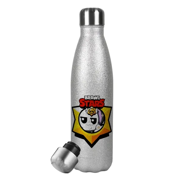 Brawl Stars Kit — Metallic Glitter Silver Thermos Flask (Stainless steel), double-walled, 500ml