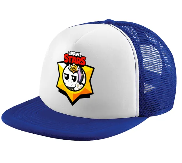 Brawl Stars Kit — Adult Soft Trucker Hat with Blue/White Mesh (POLYESTER, ADULT, UNISEX, ONE SIZE)