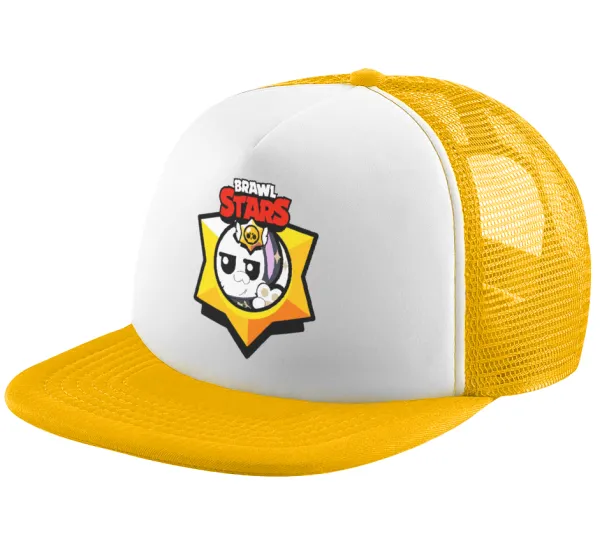 Brawl Stars Kit — Adult Soft Trucker Hat with Yellow/White Mesh (POLYESTER, ADULT, UNISEX, ONE SIZE)