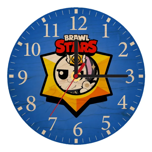 Brawl Stars Kit — Ρολόι τοίχου ξύλινο plywood (20cm)