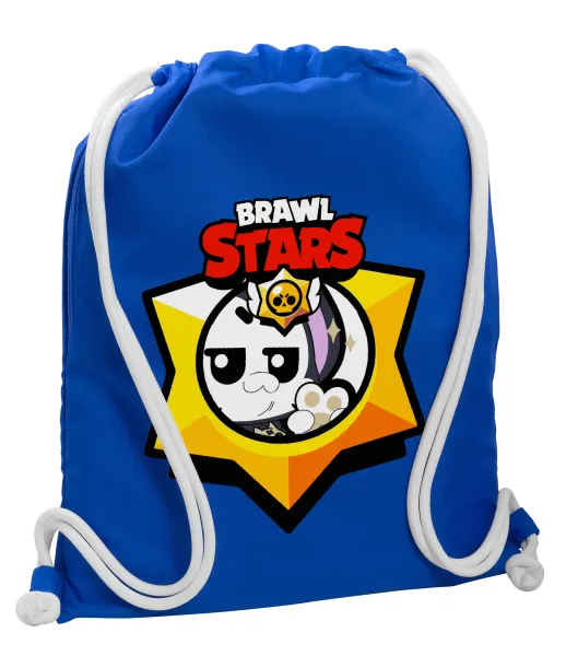 Brawl Stars Kit — Backpack pouch GYMBAG Blue, with pocket (40x48cm) & thick cords