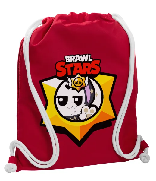 Brawl Stars Kit — Backpack pouch GYMBAG Red, with pocket (40x48cm) & thick cords