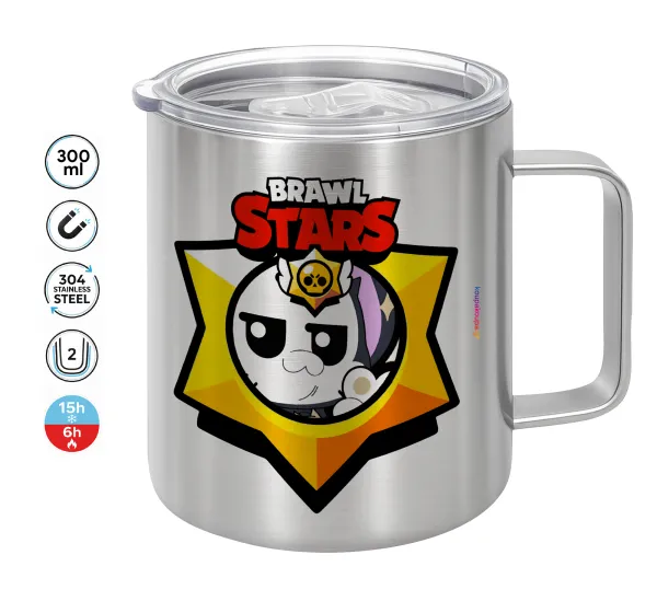 Brawl Stars Kit — Κούπα Ανοξείδωτη διπλού τοιχώματος 300ml με καπάκι διατήρησης θερμοκρασίας