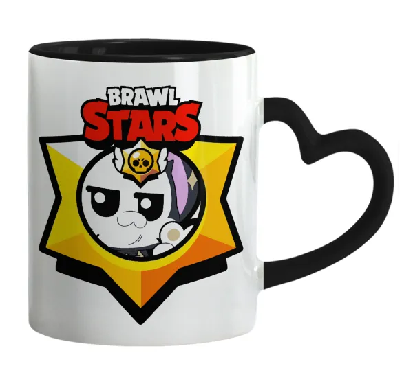 Brawl Stars Kit — Mug heart black handle, ceramic, 330ml