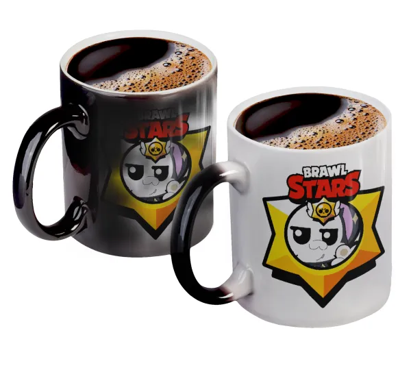 Brawl Stars Kit — Color changing magic Mug, ceramic, 330ml when adding hot liquid inside, the black colour desappears (1 pcs)