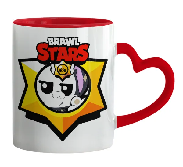 Brawl Stars Kit — Κούπα καρδιά χερούλι κόκκινη, κεραμική, 330ml