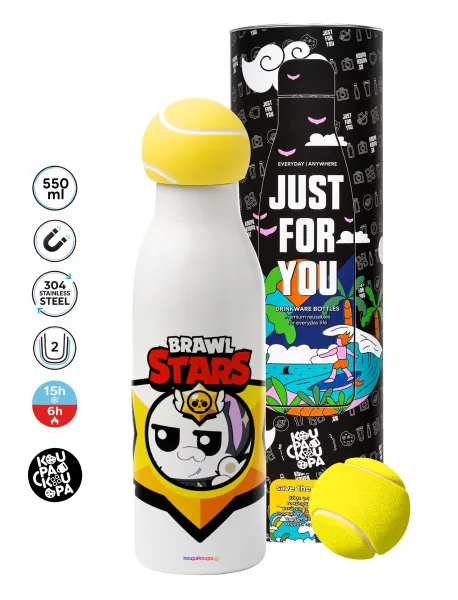 Brawl Stars Kit — Μπάλα τένις μεταλλικό παγούρι θερμός, διπλού τοιχώματος, 550ml