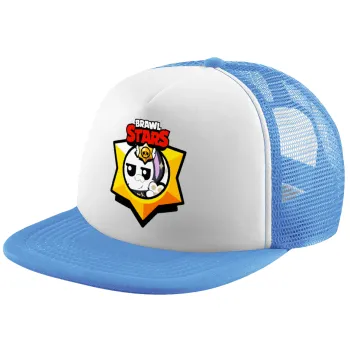 Brawl Stars Kit, Καπέλο παιδικό Soft Trucker με Δίχτυ ΓΑΛΑΖΙΟ/ΛΕΥΚΟ (POLYESTER, ΠΑΙΔΙΚΟ, ONE SIZE)