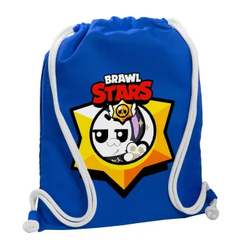 Brawl Stars Kit, Τσάντα πλάτης πουγκί GYMBAG Μπλε, με τσέπη (40x48cm) & χονδρά κορδόνια