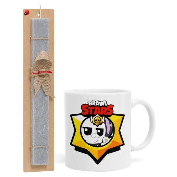 Brawl Stars Kit, Πασχαλινή Λαμπάδα με Κούπα κεραμική (330ml) & κερί αρωματικό πλακέ (30cm) (ΓΚΡΙ)