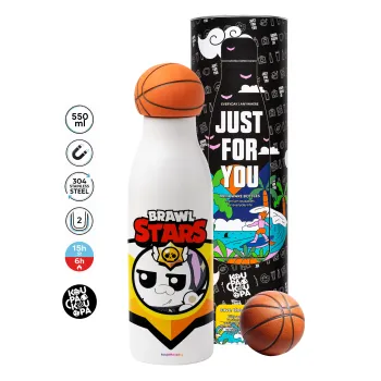 Brawl Stars Kit, Μπάλα μπάσκετ μεταλλικό παγούρι θερμός, διπλού τοιχώματος, 550ml