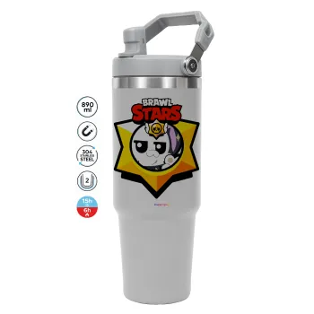 Brawl Stars Kit, ΓΚΡΙ χρώματος Θερμός Ανοξείδωτο 890ml (30oz) με χερούλι