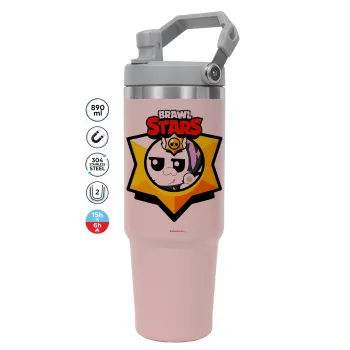 Brawl Stars Kit, ΡΟΖ χρώματος Θερμός Ανοξείδωτο 890ml (30oz) με χερούλι