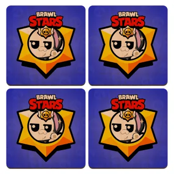 Brawl Stars Kit, ΣΕΤ x4 Σουβέρ ξύλινα τετράγωνα plywood (9cm)