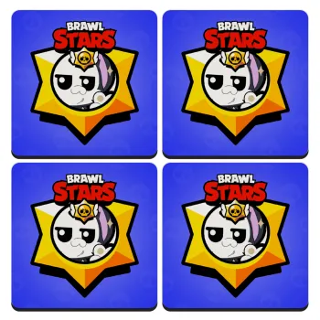 Brawl Stars Kit, ΣΕΤ 4 Σουβέρ ξύλινα τετράγωνα (9cm)