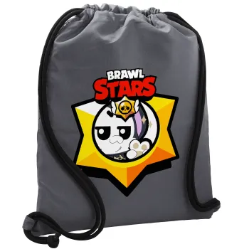 Brawl Stars Kit, Τσάντα πλάτης πουγκί GYMBAG ΓΚΡΙ, με τσέπη (40x48cm) & χονδρά κορδόνια