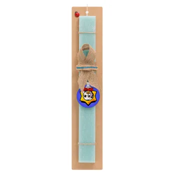 Brawl Stars Kit, Easter Set, wooden keychain & aromatic flat Easter candle (30cm) (TURQUOISE)