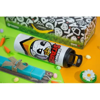 Brawl Stars Kit, Πασχαλινή Λαμπάδα με Travel Tumbler θερμό με διπλό καπάκι (600ml, BPA free) & κερί αρωματικό πλακέ (30cm) (ΤΙΡΚΟΥΑΖ)