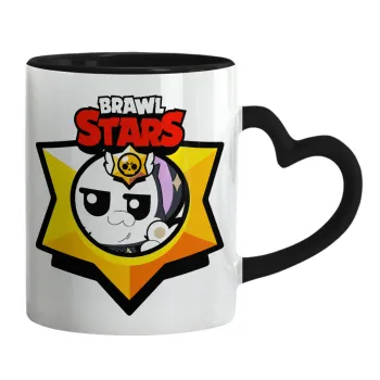 Brawl Stars Kit, Κούπα καρδιά χερούλι μαύρη, κεραμική, 330ml